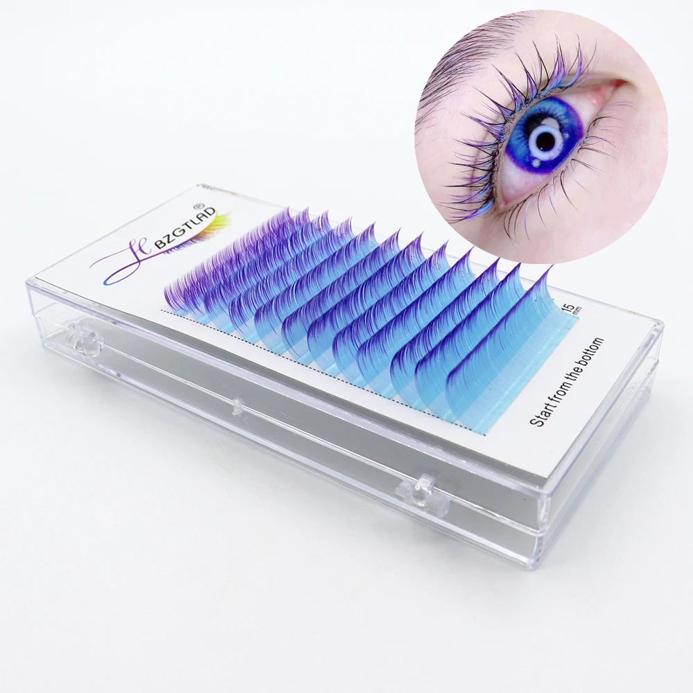 HBZGTLAD Mix Color Eyelashes Make up High Quality Soft Natural Synthetic Mink Rainbow Eyelash Extension Supplies 8-15MM Mix