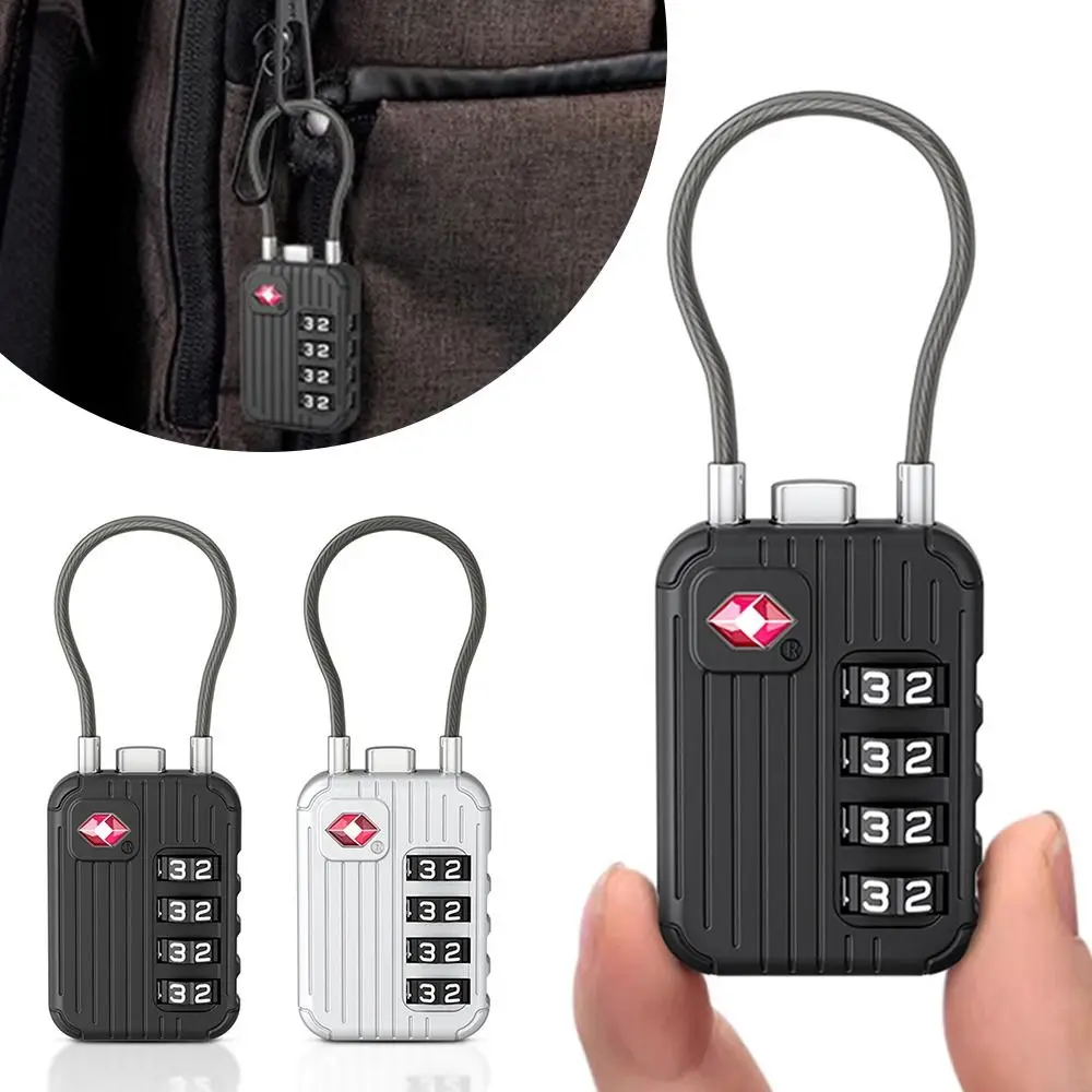 Creative TSA 4 Digit Combination Lock Zinc Alloy Anti-theft Customs Password Lock Security Tool Wire Rope Padlock for Travel