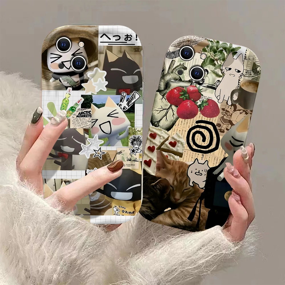 INS Cute Toro Inoue Cat 3D Wave Phone Case For Samsung Galaxy S24 S23 S21 S20 FE Plus Ultra 4G 5G Soft Silicone Back Cover