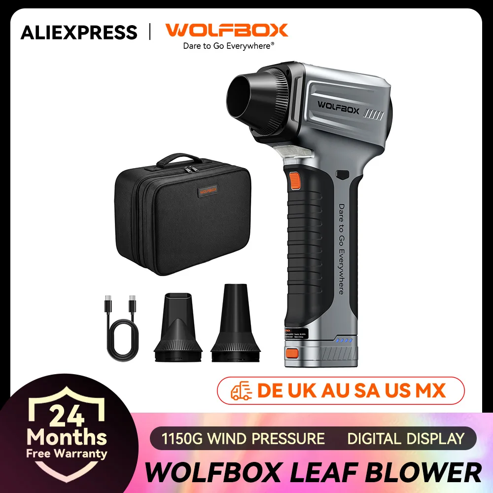 WOLFBOX MF500PRO Leistungsstarker Luftgebläse, Luftstaubsauger, Laubbläser 1150g Winddruck, Tragbarer Ventilator für Blätter & Außensanierung