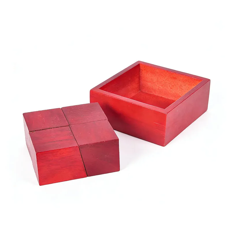 Impossible Wooden Brain Teaser Puzzle Box Cleverly Place Four Pieces Logic Cube High Difficulty IQ Challenge For Kids Adults view 3