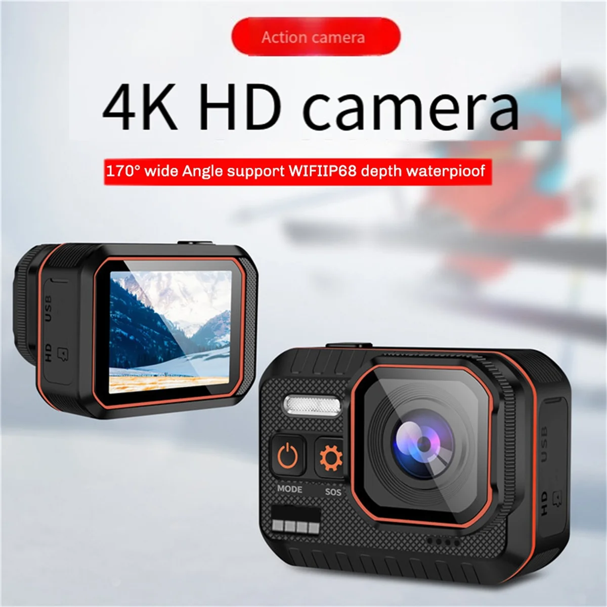 A03R 4K Action Camera 60FPS with Remote Control Screen Waterproof Sport Camera Drive Recorder Sports Camera DV Action Cam