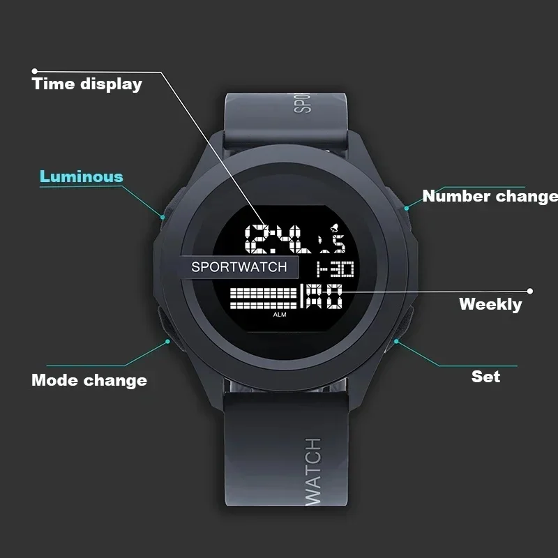POSHI Esporte Relógio para Homem Relógio de Pulso Digital de Luxo Cronômetro Luminoso com Data Semana Original Relógio À Prova D 'Água frete grátis