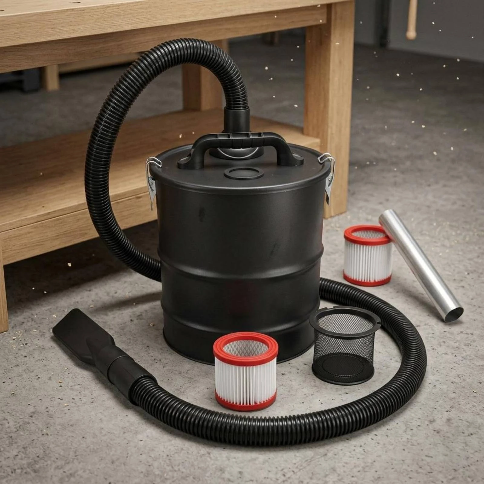 Dust Separator Barrel Floor Nozzle Dust Collection Barrel Workshop Accessory Carry Handle Side Latches for Grinding