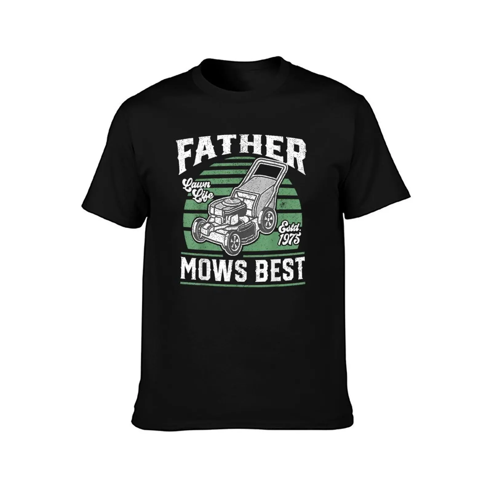 Mens Father Mows Best Funny Lawn Mower Mowing Fathers T-Shirt, Vintage Retro Graphic Tee, Unisex Summer Casual Streetwear Top