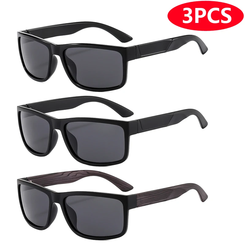 3 Piece Classic Cycling Sports Sun Glasses Women Vintage Outdoor Square Sunscreen Men Fishing Polarized Sunglasses Unisex