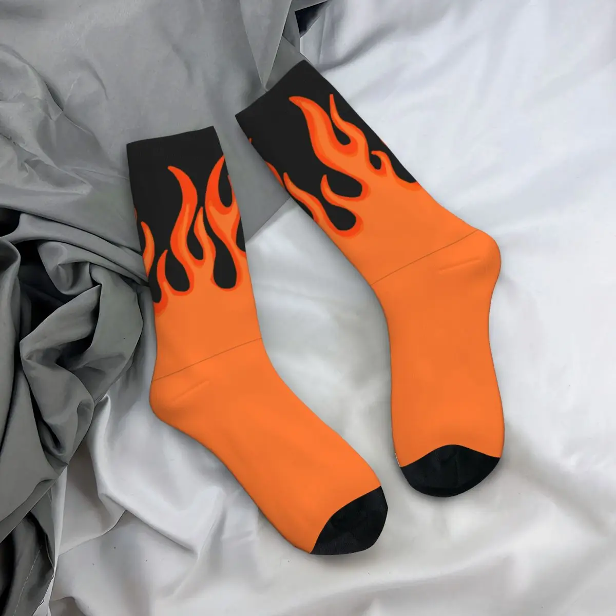 Fire Flame Socks Harajuku Desgin Elegant Stockings Autumn Anti Skid Unisex Socks Warm Soft Custom Running Sports Socks