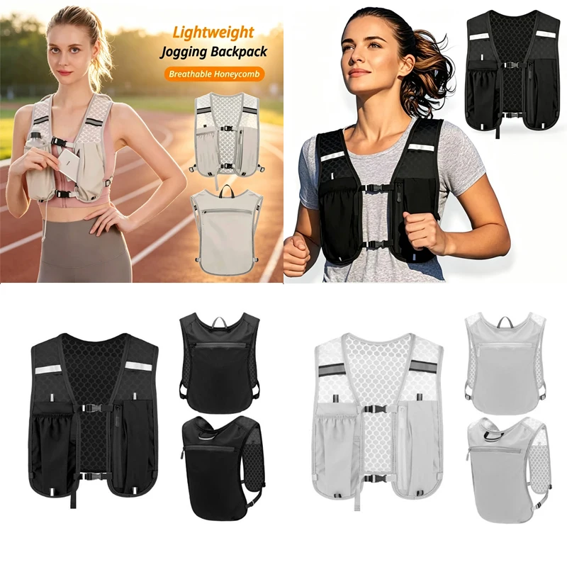 Biking Running Storage Vest* Backpack** Lightweight Running Vest Reflective Hydration Water Chest Pack Phone Storage Pocket 2027