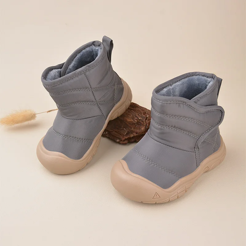 Winter Baby Cotton Shoes Children Waterproof Snow Boots Boys Girls Solid Color Short Boots Kids Daily Travel Shoes In Winter