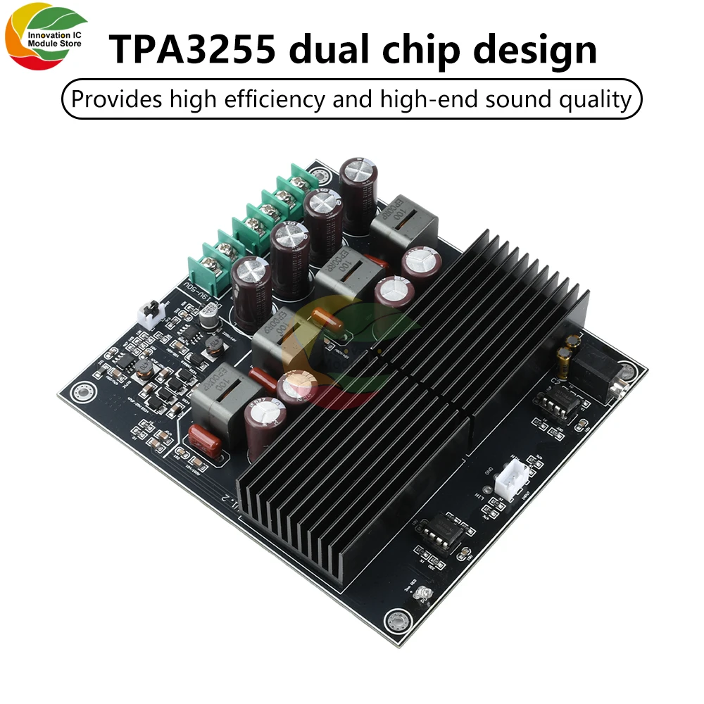

DC 19-50V Stereo Dual Channel Amplifier Board 600W+600W Hifi Dual Core Tpa3255 Amplifier Module