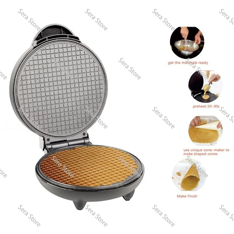 Electric Ice Cream Cone Machine for Home, Breakfast Maker, Waffle Baking Pan, EU 220V, Kitchen