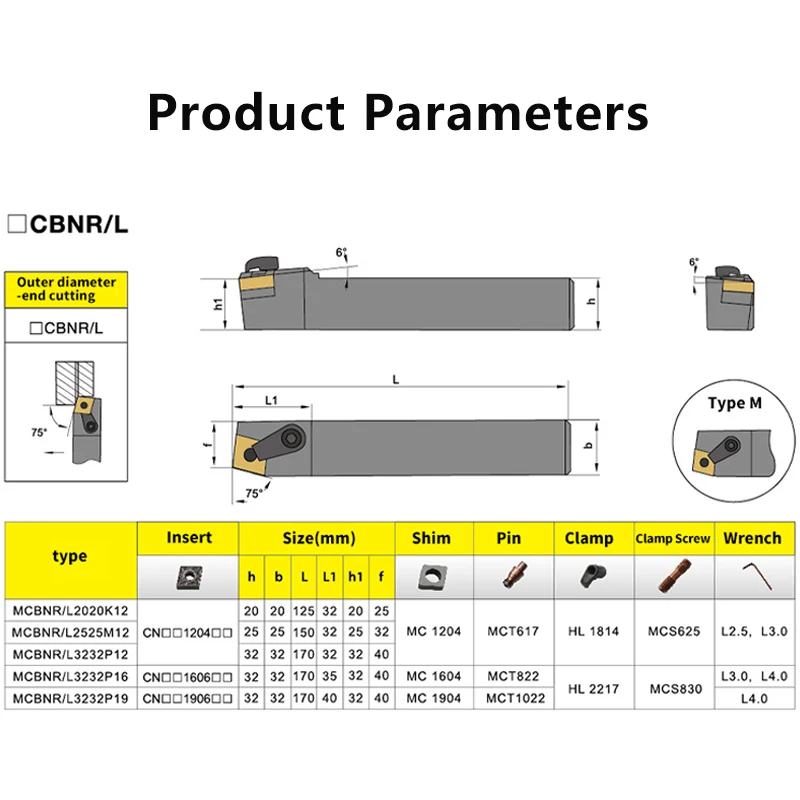 MCBNR2020 MCBNR2525 MCBNR3232 External Turning Tool MCBNR MCBNL Lathe Bar Turning Holder CNC Cutting Tool Cutter Bar