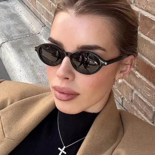 JNPCXI New Fashion Small Oval Sunglasses Women Shades UV400 Retro Punk Men Red Sun Glasses - Image 2