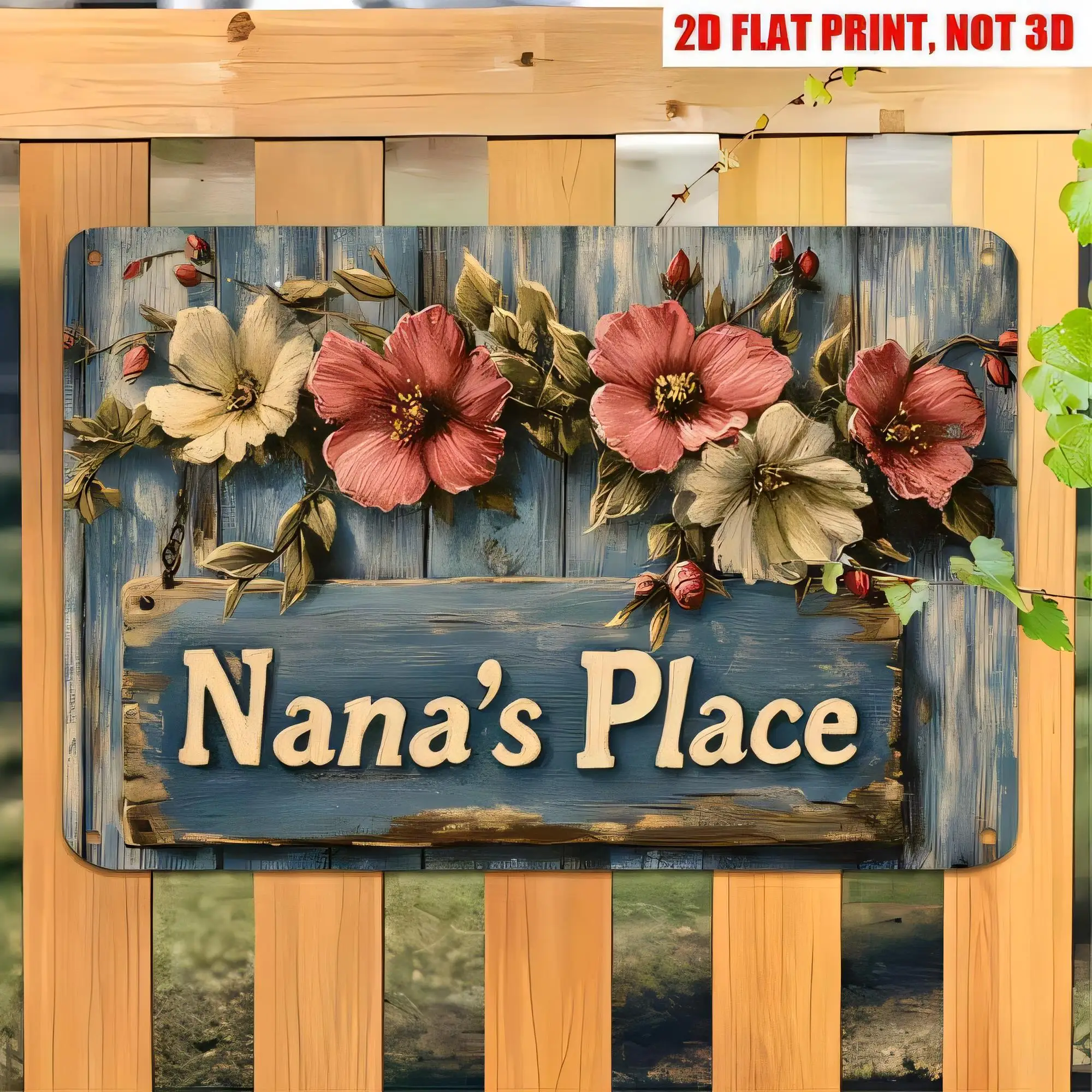 Tin Sign Nana's Place Vintage Flower Garden Wall Plaque  Print Rustic Metal Poster for Home Decor Farmhouse Cottage Patio Hangin