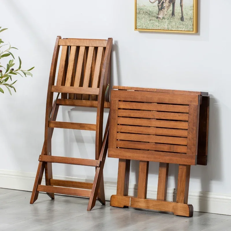 

Portable Solid Wood Folding Table Set Storage Design Outdoor Patio Balcony Garden Dining For Compact Home