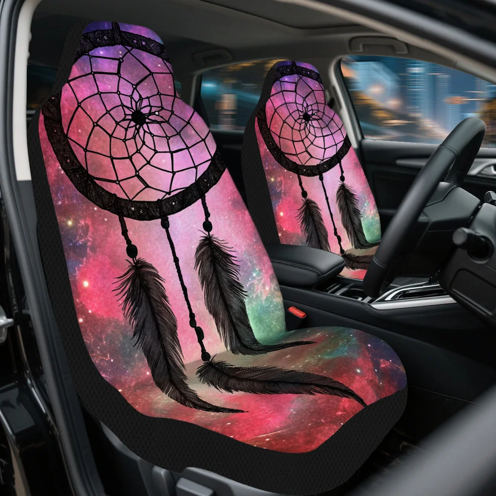 2pcs Cosmic Dreamcatcher Themed Car Seat Cover Set – Universal Fit, High-Quality Full Set Of Front Seat Protectors, Durable And