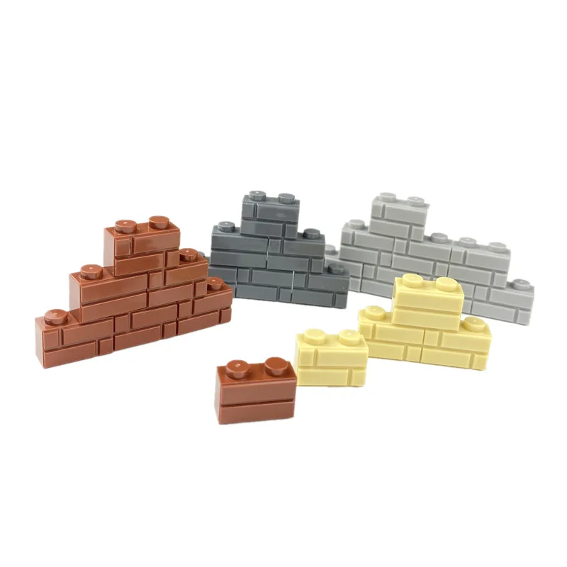 62pcs Wall Bricks 1x2 Dots Block Compatible With NO.98283 Brick DIY Castle Plastic ABS Moc House Accessories Children's Toy