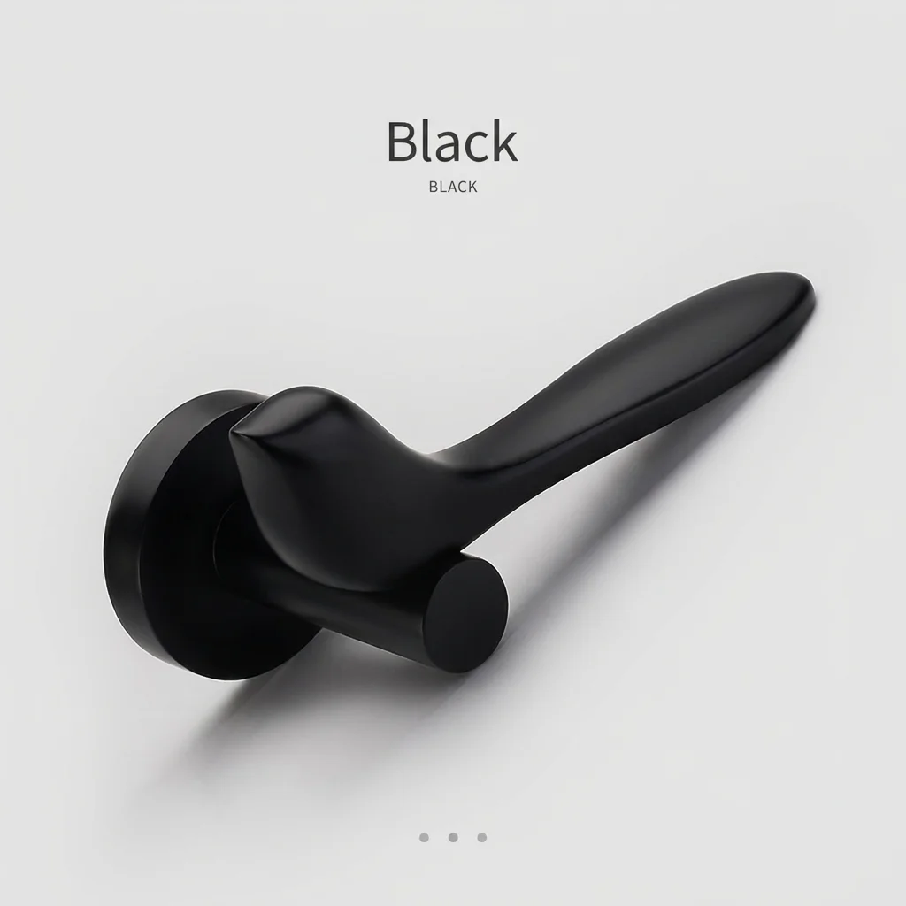Black Bird Shape Door Lock Handle Silent Triple Prong Zinc Alloy Lever Lockset For Wardrobe Furniture Door