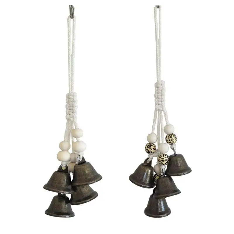 New Bohemian Wind Chime With Natural Wooden Hoop And Vintage Metal Bells Perfect For Porch Balcony Boho Style Home Wall Decor