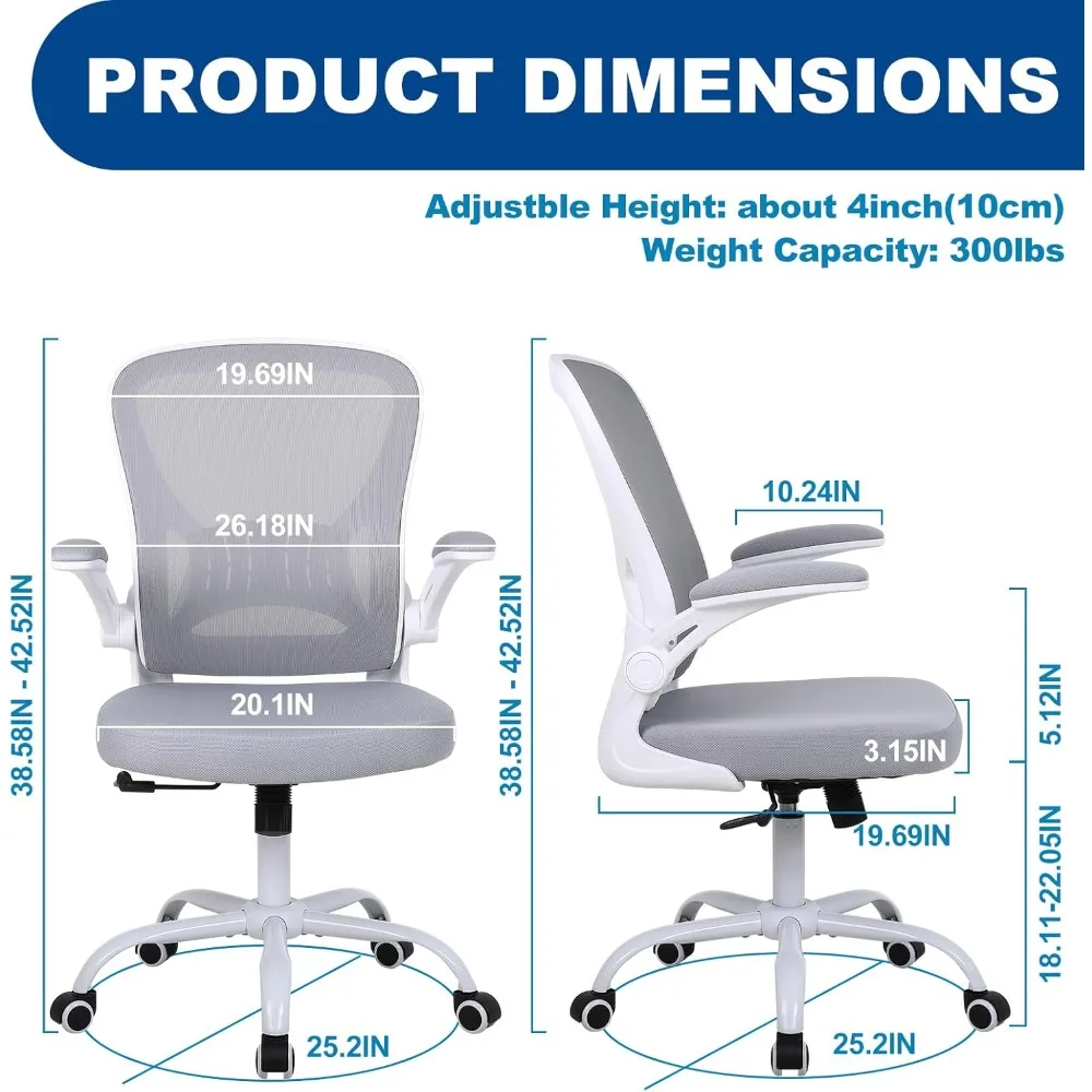 مجموعة كراسي مكتب مريحة قابلة للتعديل مكونة من 6 قطع، كراسي مكتب منزلية مع مساند للذراعين قابلة للطي ودعم قطني، مريحة