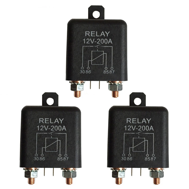 3X 12V 200A Normally Open 4 Pin Relay - Heavy Duty Automotive Marine Split Charge