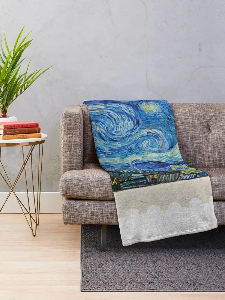 Starry Night Postage Stamp Throw Blanket for winter Flannels Blankets