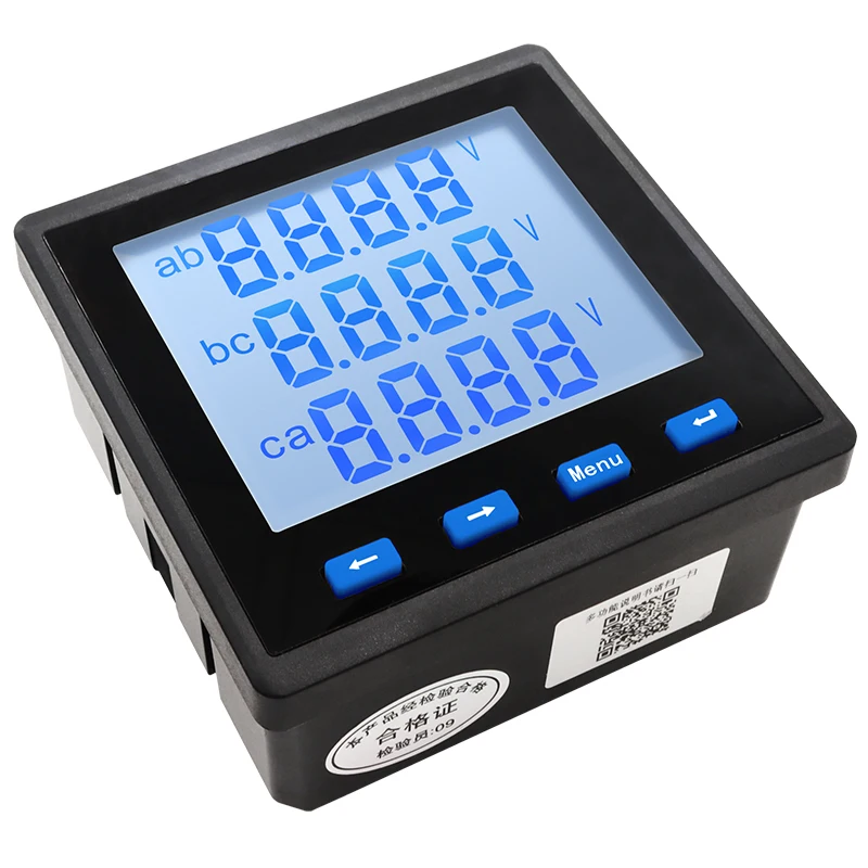 Digital Multi-Function LCD AC Current Panel Meter Ammeter Voltmeter 400V 3 Phase Power Meter RS485 5A With CT