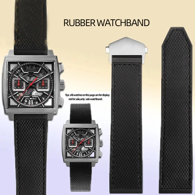 

MONACO Rubber Watch Strap For TAG HEUER CBL2182/2184/2183 /2188 Rubber WatchBand Straight Joint Men's Accessorie