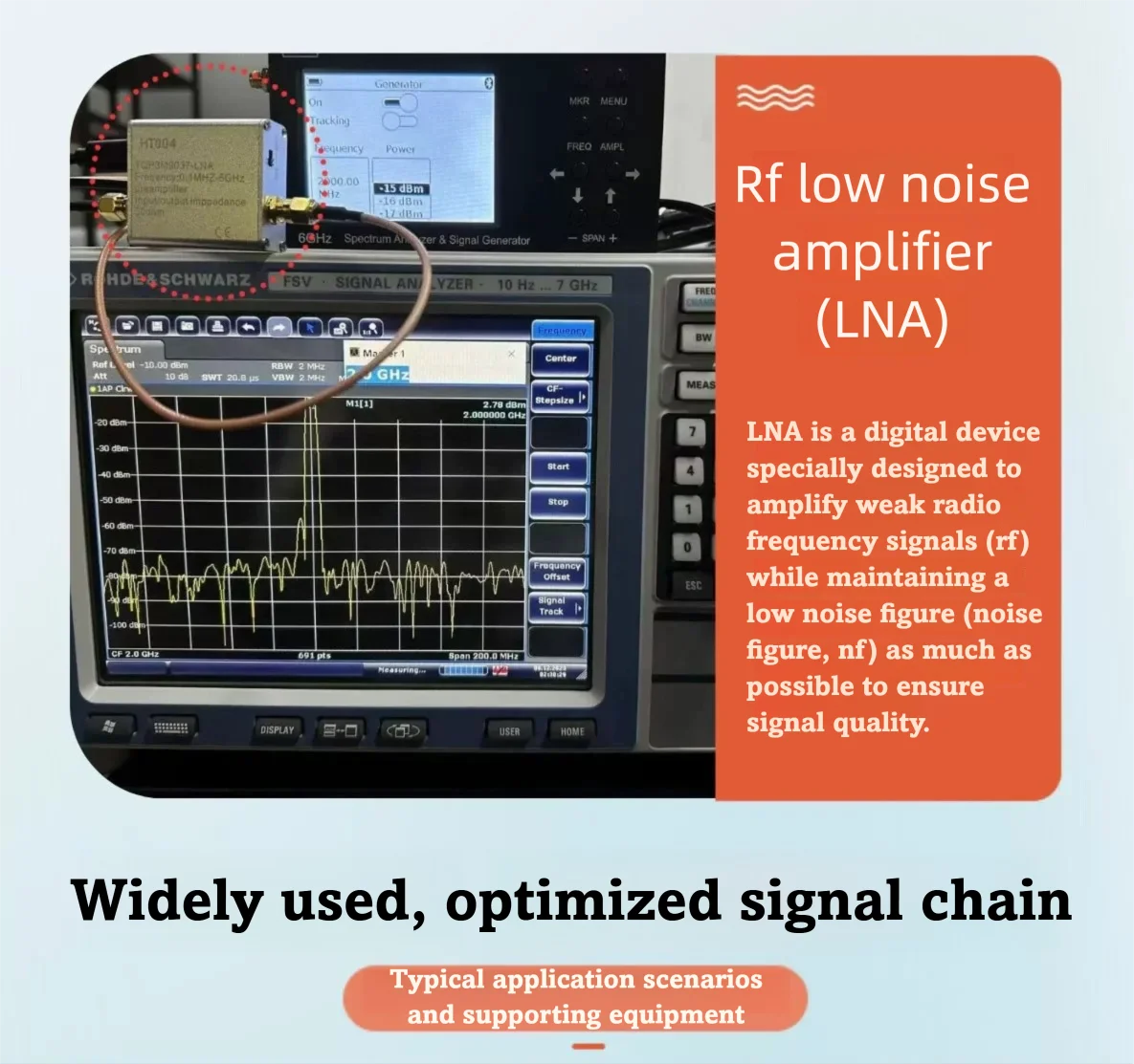 HTOOL HT004/HT004A Geräuscharmer Verstärker 100kHz-6GHz Breitband-Signalverstärker LNA 20dB 35dB Verstärkung Vorverstärker für Autoradio GPS SDR – Detail 2