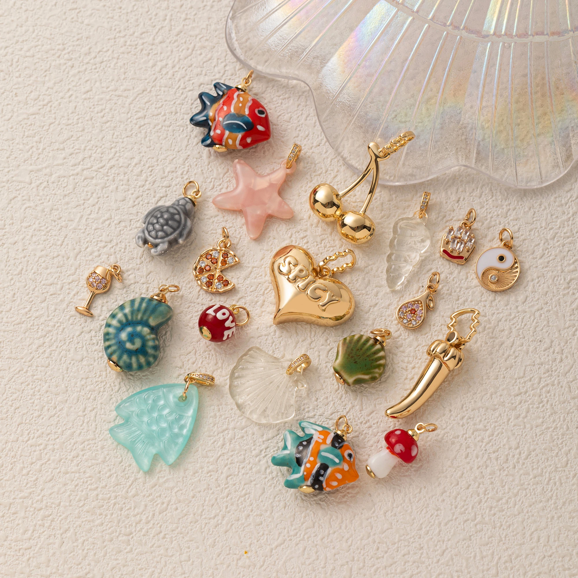 Modische und Trendige Neue DIY Kleine Fisch-Liebes-Kirsch-Pilz-Anhänger-Accessoires zur Schmuckherstellung – Detail 3