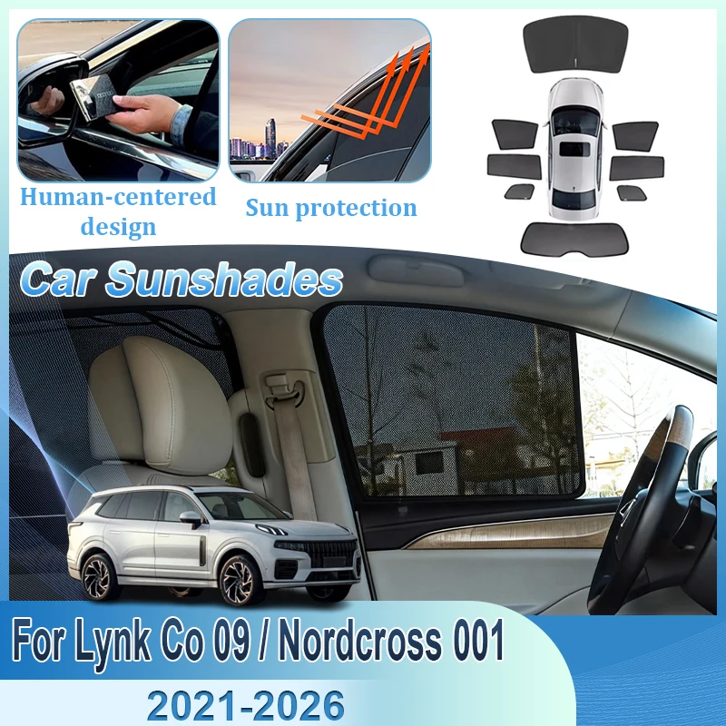 

Для Lynk Co 09 Nordcross 001 2021~2026: Сетчатая магнитная шторка на окно автомобиля, защита от солнца и конфиденциальности, аксессуары для авто