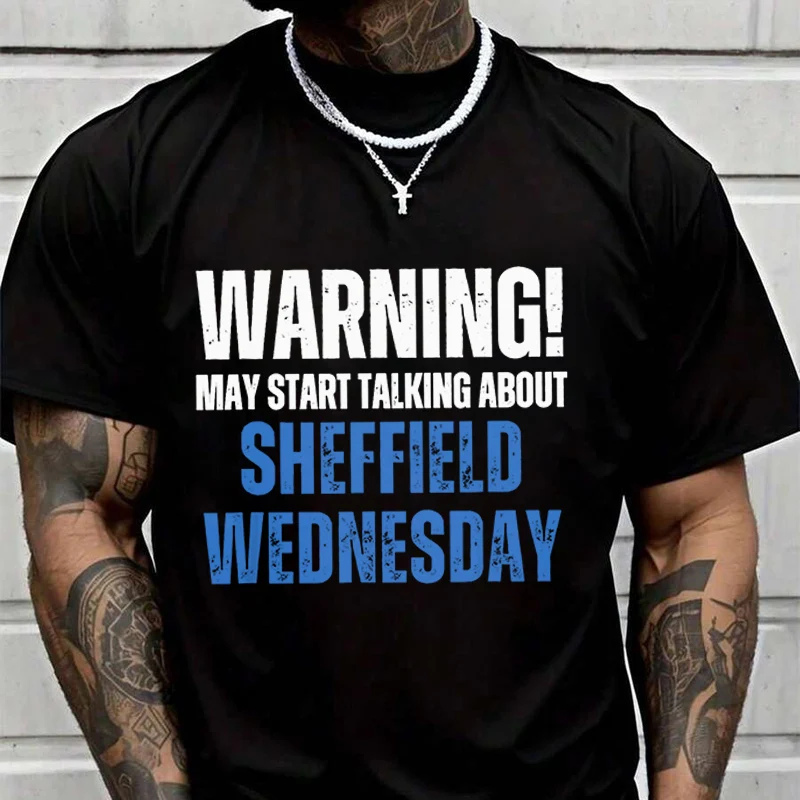 

Мужская черная футболка с логотипом Sheffield Wednesday FC, новая мужская повседневная футболка с круглым вырезом и короткими рукавами