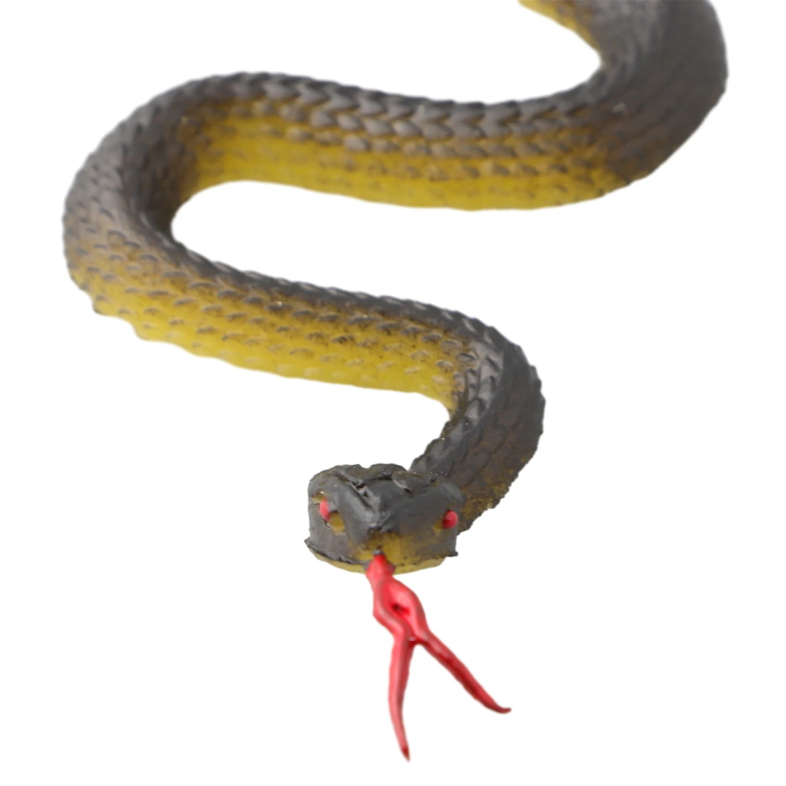 45cm Snake Simulation Snake Black And Yellow Fake Snake Small Snake Soft Rubber Snake Plastic Whole Scary Toy Props Prank Trick