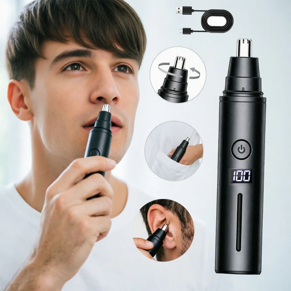 Nose Hair Cutter for Man's Portable Rechargeable Hair Clipper for Nose and Ears Pocket Men Painless Electric Nose Hair Trimmer