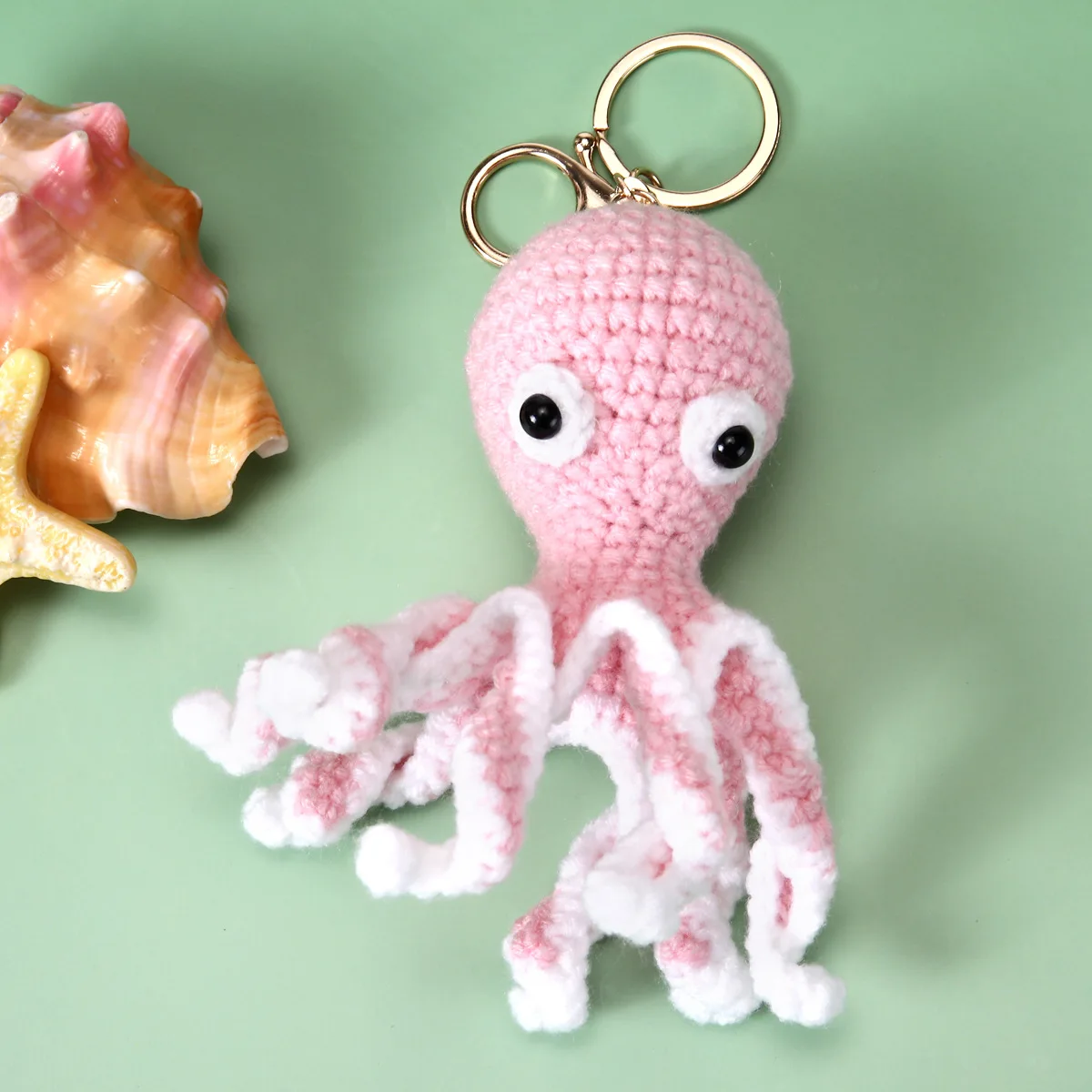 Kreativer Häkel-Tintenfisch-Anhänger, handgefertigter gewebter Meeresanhänger, niedlicher Schildkröten-Schlüsselanhänger, Rucksack-Deko – Detail 6