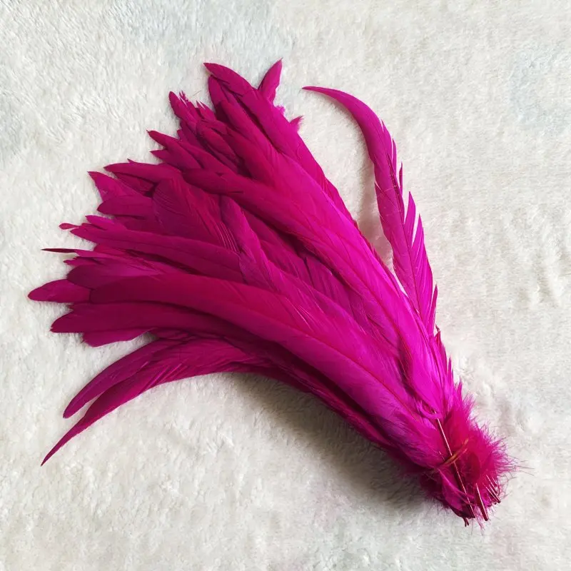 Großhandel natürliche Hahn Schwanz Federn 25-45cm/10-18 Zoll 100 stücke Federn gelb schwarz rot DIY Schwanz Kleidung Zubehör Party – Detail 7