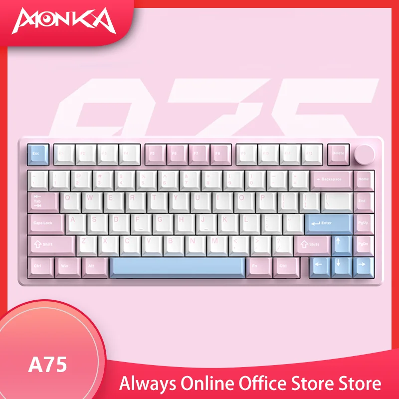 

Monka A75 Wireless Bluetooth Mechanical Keyboard Gasket Structure Game Customization Full Key Hot Swappable Rgb Backlight