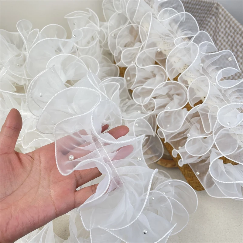 11cm Organza Densified Pleated Beaded Mirror Welt Neckline Clothing Design Lolita Lace Accessories