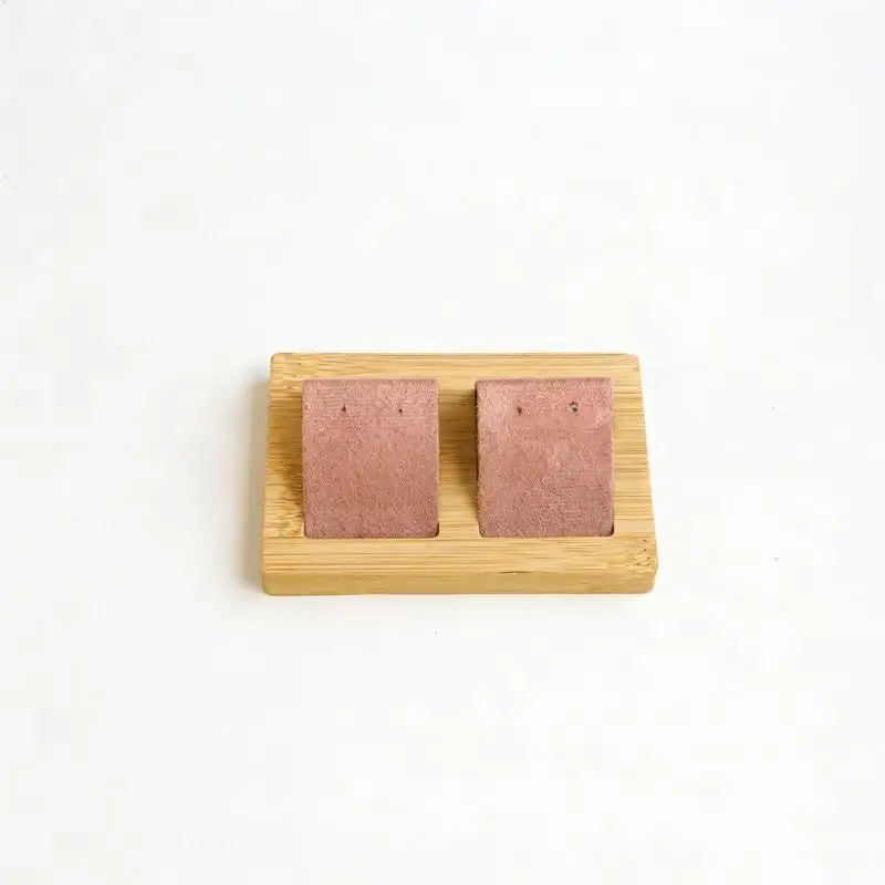 Bambus-Holz-Ohrringständer, DIY-Schmuckaufbewahrungsschale aus Samt und PU-Leder für Schaufenster und Thekenpräsentationen – Detail 21