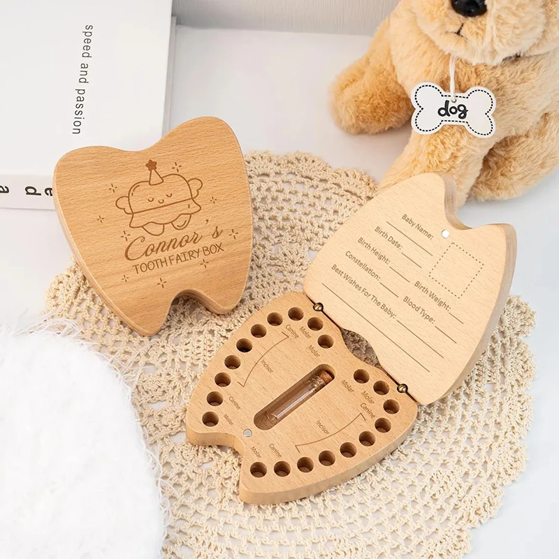 Baby Tooth Save Box Tooth Fairy Box Teeth Souvenir Box Wooden Tooth Keepsake Box Teeth Storage Container