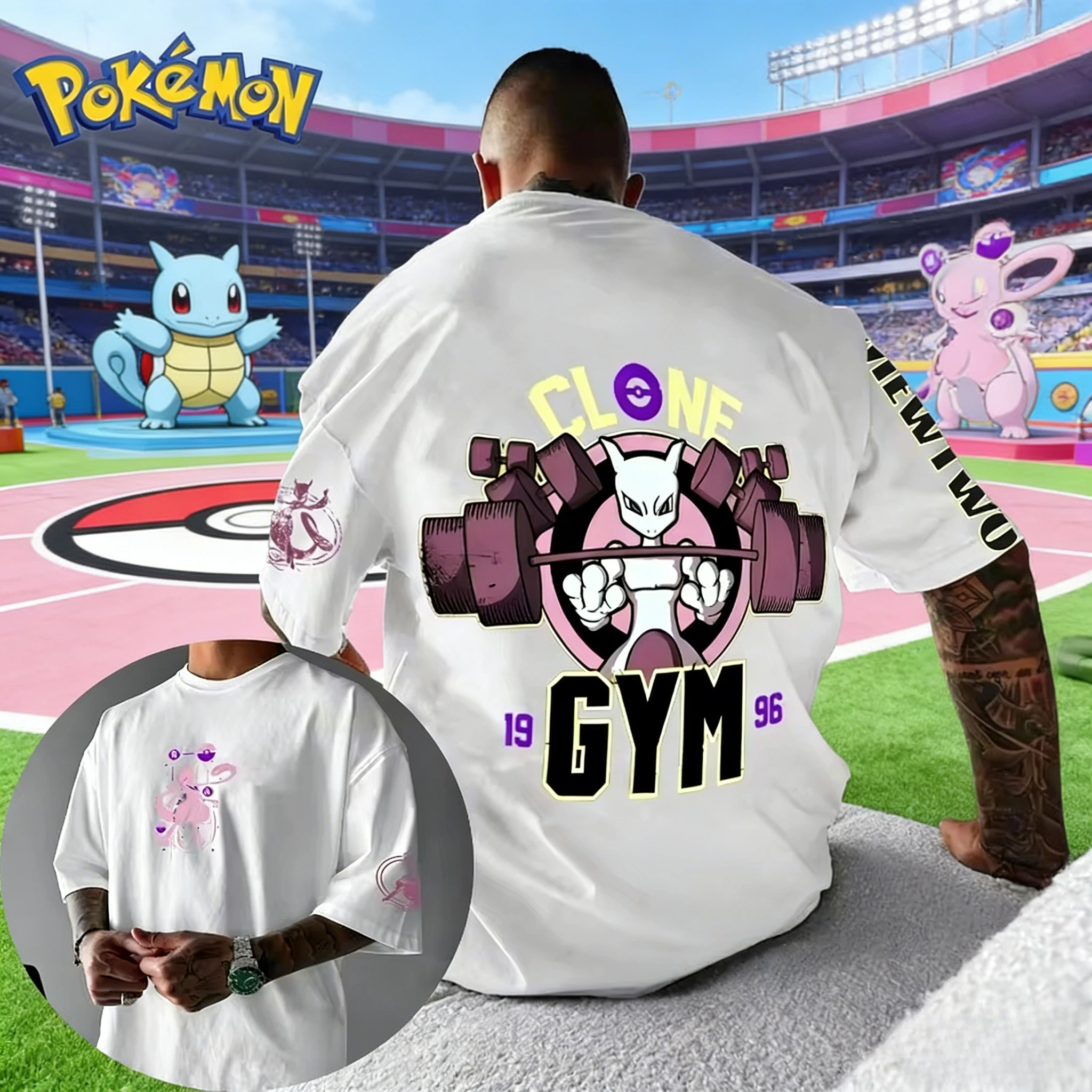 camiseta-esportiva-pokemon-mewtwo-gym-para-homens-e-mulheres-verao-y2k-harajuku-solta-casual-manga-curta