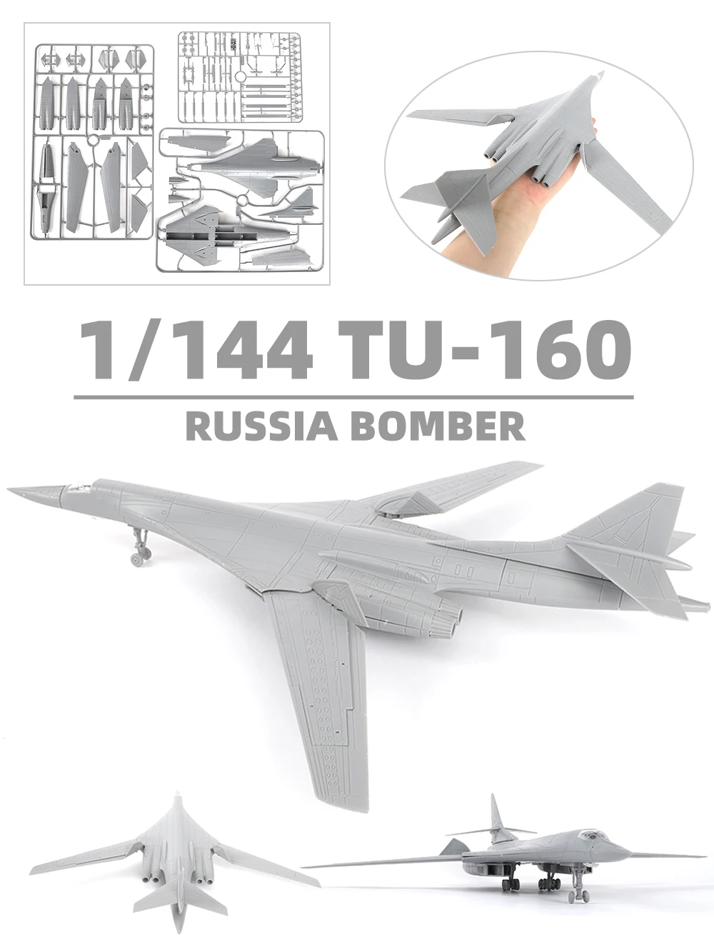 

ViiKONDO 1/144 Tu-160 Supersonic Strategic Bomber Toy Combat Aircraft Tupole Blackjack Russia White Swan Warplane Model Assembly