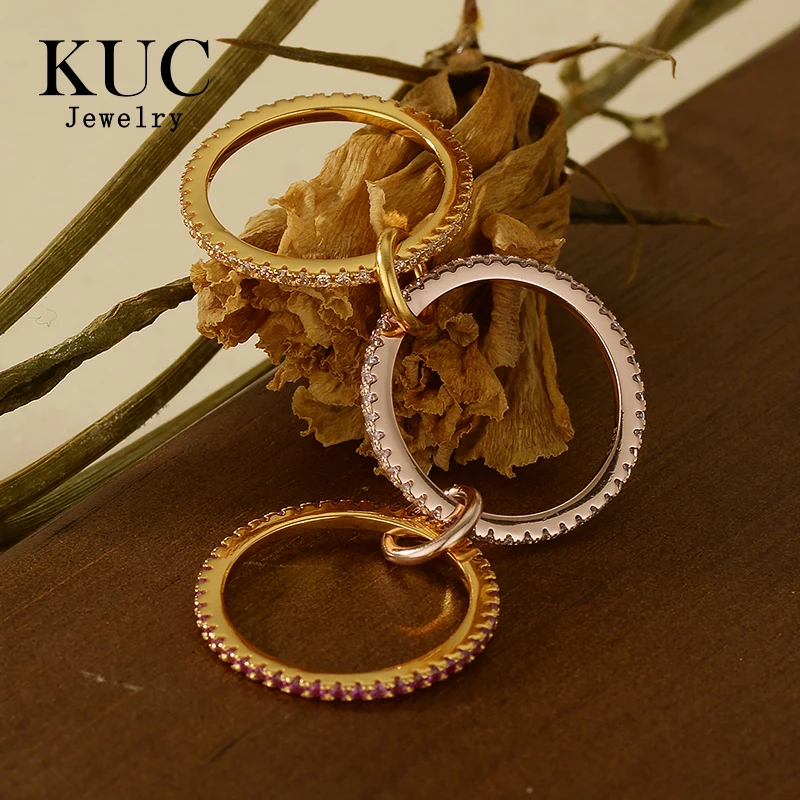 

925 Silver Rings for Women with Original Certificate High Quality Luxury Jewelry Zircon Triple Layer Ring Girl Gift KUC Jewellry