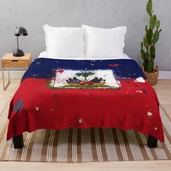 Haiti Grunge Flag Throw Blanket Summer Beddings Hairy warm winter Blankets