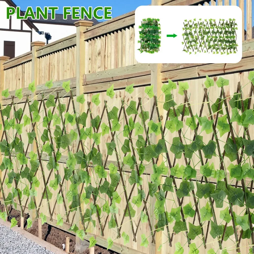 Neue Garten abschirmung expandierende Gitter Sichtschutz Hecke künstliche Faux Efeu Blätter Holzzaun für Garten gebäude – Detail 2