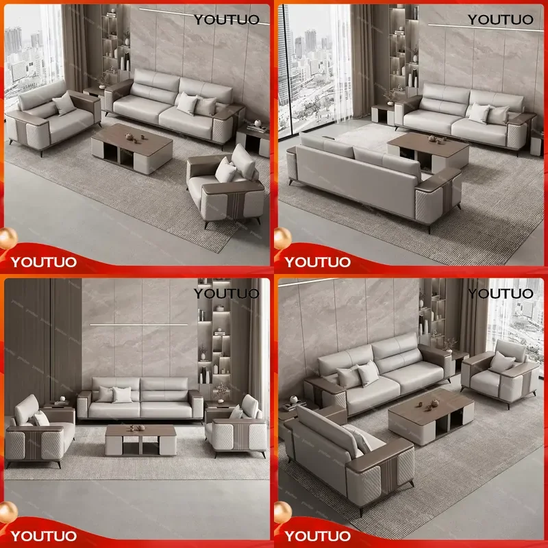 Luxury Modular European Executive Office Sofa Sets Leather Living Room Bedroom Apartment Hotel Lobby Home Couch