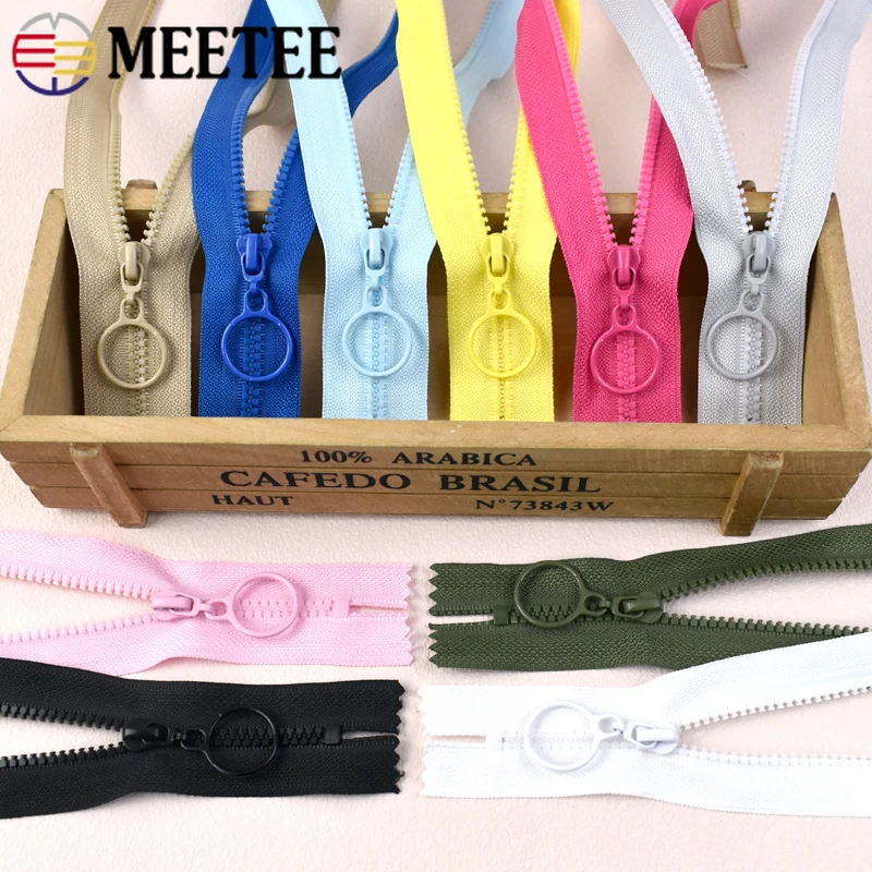 

10/30Pcs 3# Resin Zippers 25/60cm Close/Open-end O Ring Puller Zip Bag Pocket Clothes Decorative Zips for Sewing DIY Accessories
