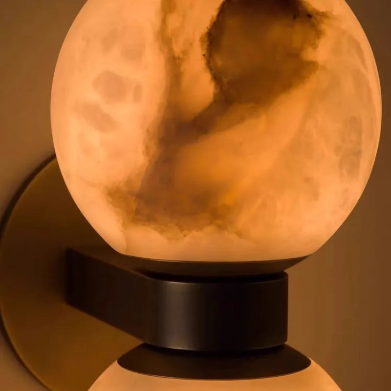Natural Marble From Spain Wall Lamp Sphere Design LED Wall Sconce Bedside Hotel Rooms Luxurious