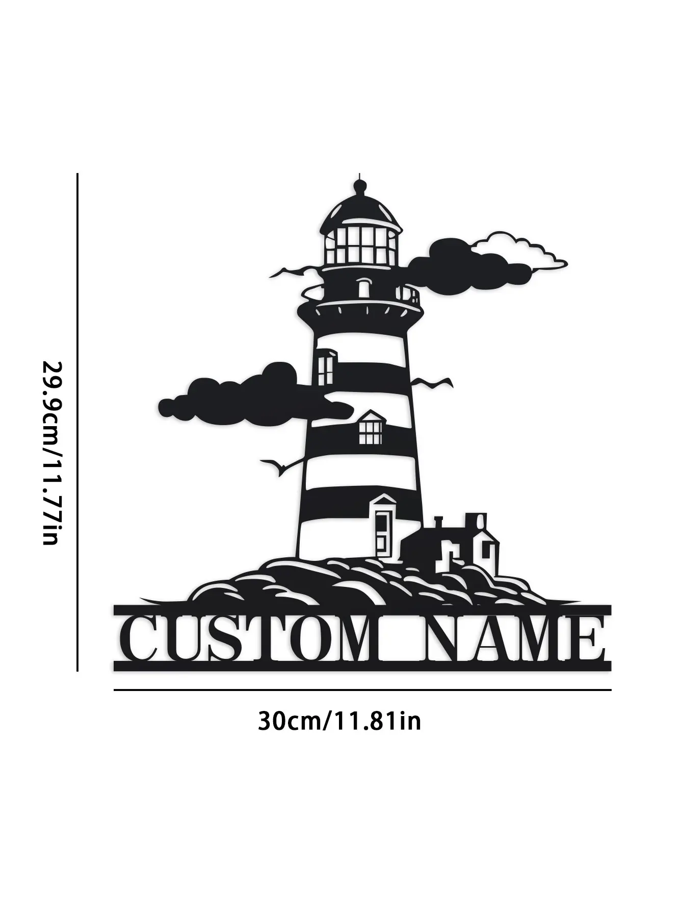 개인 맞춤형 금속 등대 벽 장식, 이름 명판 포함, 현대적인 스타일의 실내 및 실외용 벽 예술 장식