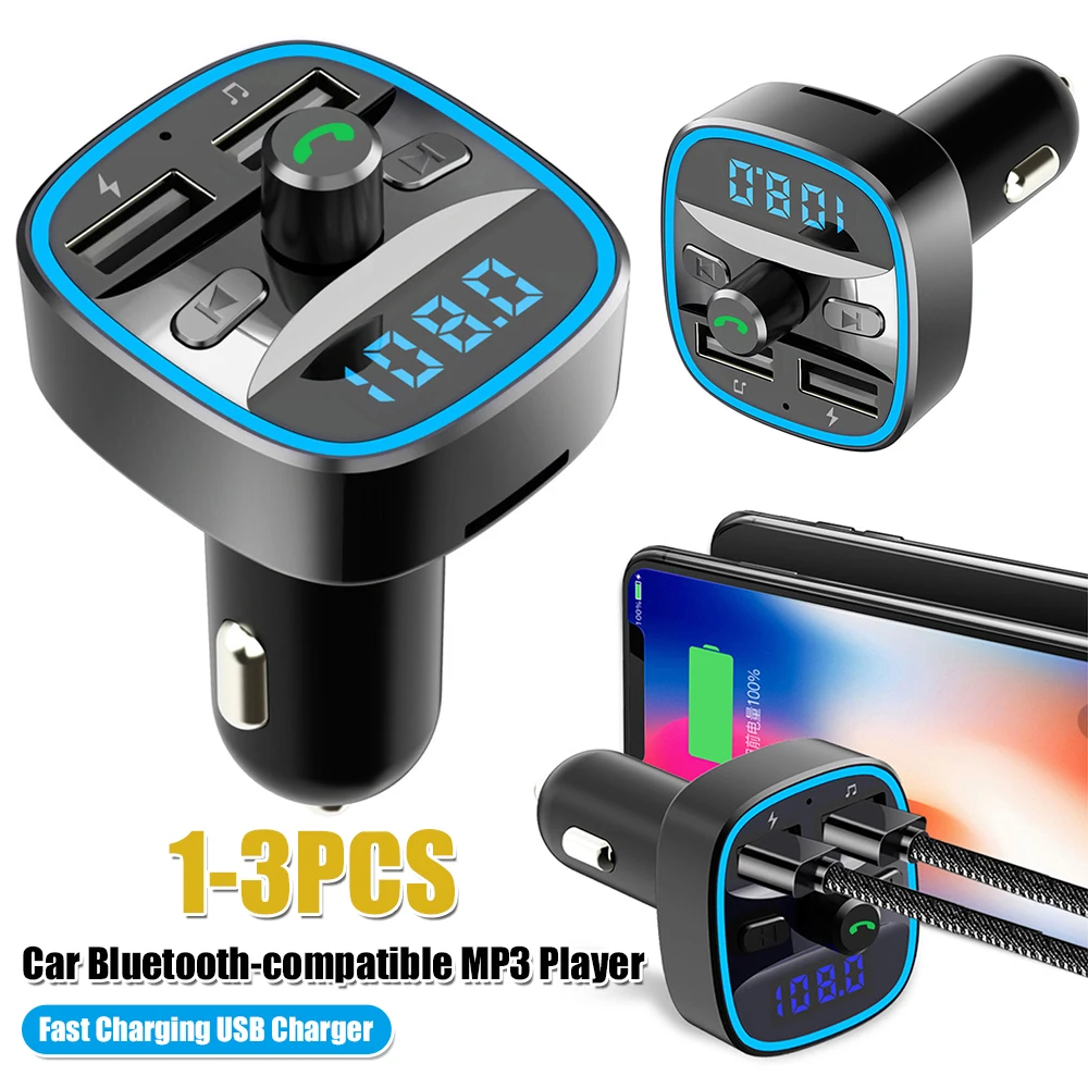 

Практичный автомобильный Bluetooth-совместимый FM-передатчик 5.0, MP3-плеер, многофункциональное зарядное устройство с двумя USB-портами